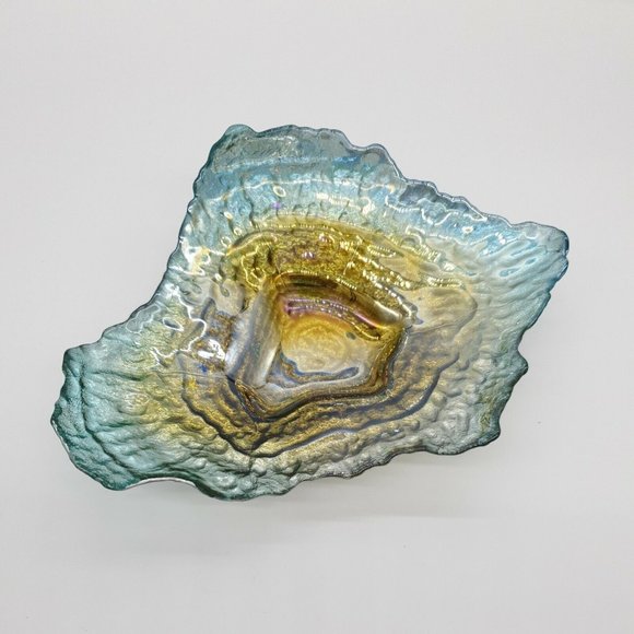 Unbranded Other - Display Dish Trinkets Nuts Jewelry China Cabinet Accent Piece Teal Gold